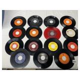 ASSORTED VTG 45 RPM VINYL MUSIC SINGLES, CORAL,