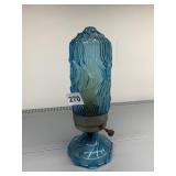 VINTAGE BLUE GLASS WAVY TEXTURE ELECTRIC LAMP