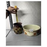 CERAMIC RIBBED BOWL W/ STRIPED DECOR, CERAMIC