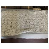 ASSORTED TABLECLOTHS, CROCHETED W/ FRINGE,