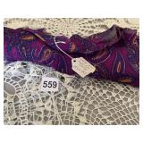 VINTAGE SILK PAISLEY FABRIC, ASSORTED CROCHETED