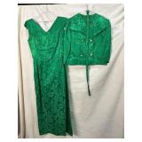60S STYLED BY ANDORA EMERALD BROCADE GOWN &