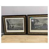R. HAVELL JUNR. SPORTING PRINTS (2), FRAMED,