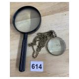 STERLING MONOCLE W/ CHAIN, VTG HANDHELD