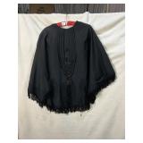 VICTORIAN BEADED CAPE WITH FRINGE, SOME CLEANING