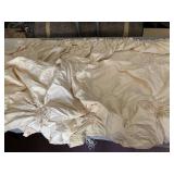 CREAM TEXTURED FABRIC WINDOW TREATMENTS, GATHERED