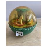 FISHER-PRICE ROLY POLY CHIME BALL, VTG PLASTIC