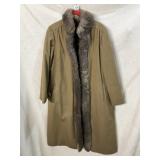 VTG FUR LINED CANVAS COAT, EST SIZE M/L