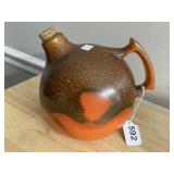 RUMRILL CERAMIC EWER, MOTTLED ORANGE BROWN GLAZE,
