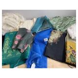 COLLECTION OF VTG FABRICS, EMBROIDERED PANELS,