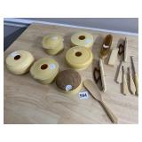 VTG VANITY TOOLS, PINCUSHIONS, BRUSH, SEWING
