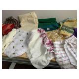 ASSORTED VTG FABRICS, EMBROIDERED, FLORAL, LACE,