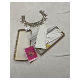 VTG NWT SIZE A GLOVES IN BOX, BEADED COLLAR
