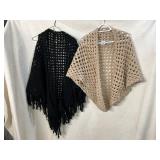 VTG BLACK & TAN CROCHET SHAWLS