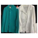 WOMENS BLOUSES & CABRAIS TEAL SET, LAUREN LEE,