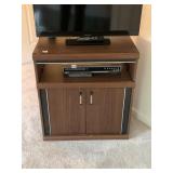 WOOD-GRAIN MEDIA CONSOLE, OPEN SHELF, DOUBLE