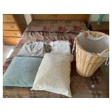 WICKER LAUNDRY BASKET W/ LINER, ASSORTED BEDDING