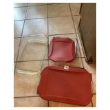PYREX GLASS BAKEWARE, ANCHOR HOCKING RED LIDS,