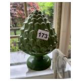 GREEN CERAMIC ARTICHOKE DECORATIVE SCULPTURE,