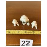 CARVED WHITE STONE POLAR BEAR FIGURINES, ONE W/