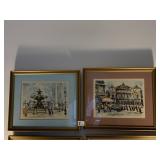 MARIUS GIRARD PARIS WATERCOLOR PRINTS, FRAMED,