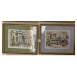 MAURICE GIRARD - PR OF FRAMED WATERCOLOR PRINTS,