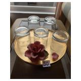 NAPOLEON ITALY CERAMIC ROSE DECOR, GOLDEN TRAY,