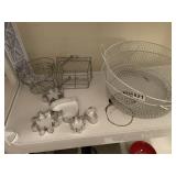 ASSORTED WIRE BASKETS, METAL COOKIE CUTTERS,