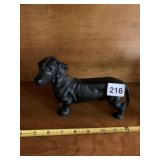 CAST IRON DACHSHUND STATUE, BLACK FINISH, FELT