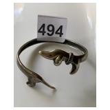 STERLING SILVER DACHSHUND CUFF BRACELET, STAMPED