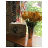 DECORATIVE STORAGE BOX, VTG BICYCLE MOTIF, METAL