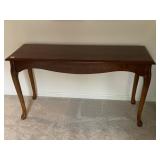 WOOD CONSOLE TABLE, CABRIOLE LEGS, DARK WOOD