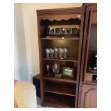 WOODEN BOOKSHELF, SCALLOPED TOP EDGE.
