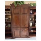 WOOD ENTERTAINMENT ARMOIRE, TWO UPPER DOORS, TWO