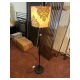 FLOOR LAMP W/ BLACK METAL BASE, BROWN PATTERNED