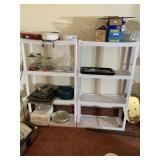 PLASTIC SHELVING UNITS, WHITE, MULTI-TIER