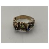 10K GOLD MULTI STONE RING 5.56 GRAMS