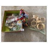 ASSORTED EMBROIDERY THREAD, WOODEN NAPKIN RINGS,