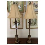 PR OF DECORATIVE TABLE LAMPS, BRONZE-TONE FINISH,