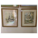 MAURICE GIRARD - PR OF FRAMED WATERCOLOR PRINTS,