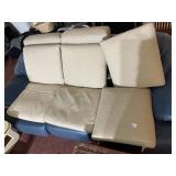 BEIGE FABRIC SOFA CUSHIONS, REMOVABLE.