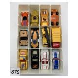 ASSORTED DIE-CAST VEHICLES W/ STORAGE TRAY, HOT