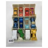 ASSORTED DIE-CAST VEHICLES W/ STORAGE TRAY, HOT