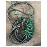 ASSORTED GARDEN HOSES, GREY AND GREEN.