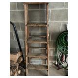 LYNN LADDER WOODEN STEP LADDER, TALL, VINTAGE.