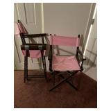 WOOD FRAME DIRECTORS CHAIRS, PINK FABRIC, (2)