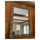 ORNATE GOLD-TONE FRAMED MIRROR, DECORATIVE CARVED