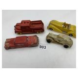 VTG CAST METAL TOY VEHICLES, FIRE TRUCK, POLICE