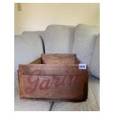 VINTAGE WOODEN CRATE W/ "GARIN" & "BRENTWOOD"