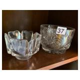 ORREFORS CRYSTAL FLUTED BOWL, CUT GLASS STARBURST